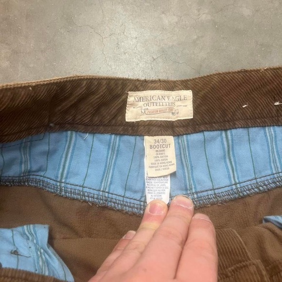 Y2K American eagle men's brown corduory bootcut pants wide‎ leg flare 34 - Picture 5 of 7